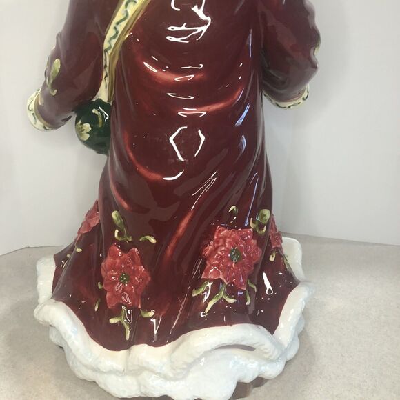 Vintage Signature Home Collection Poinsettia Santa Centerpiece Large Figurine - Picture 10 of 16